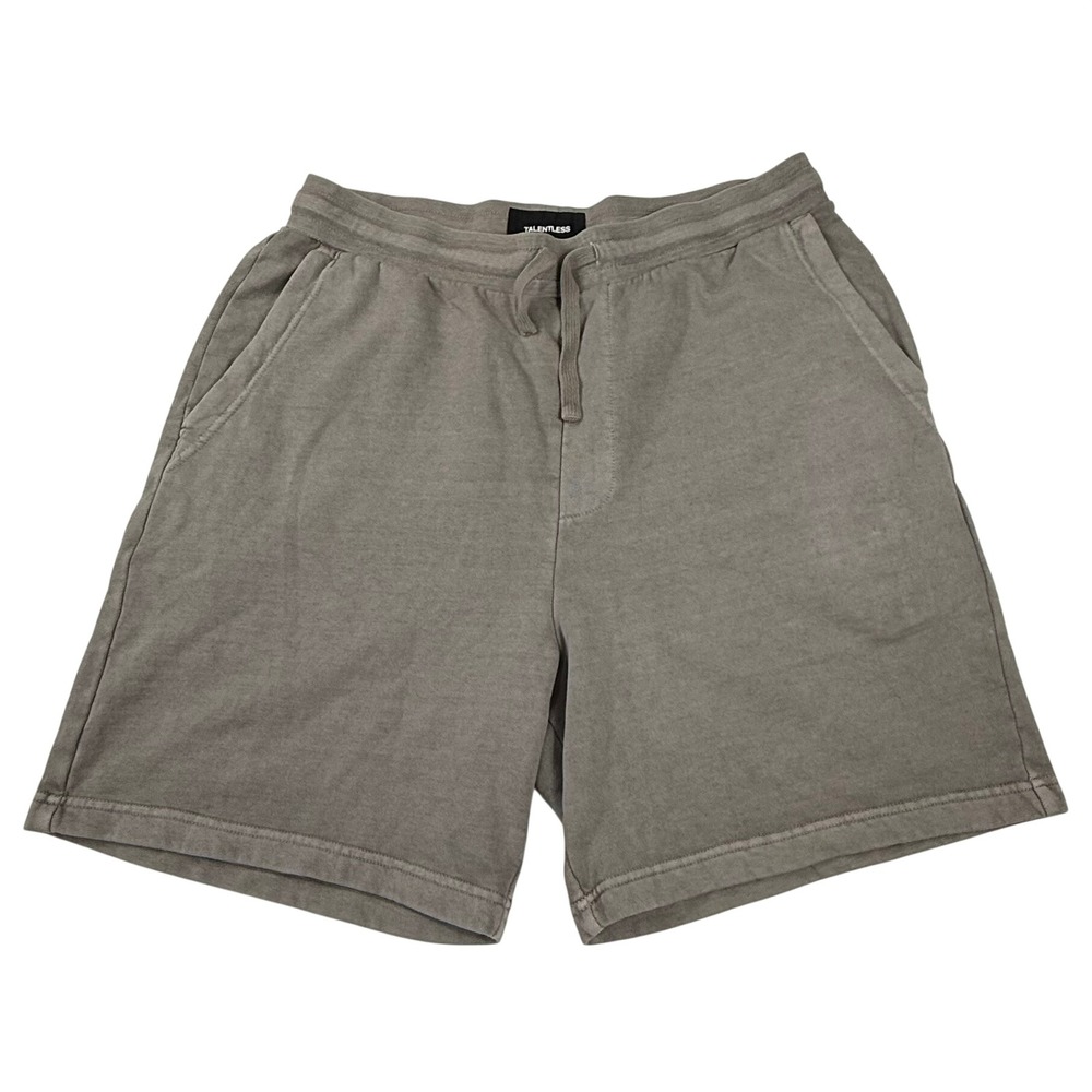 Talentless Mens XL Mineral Wash Grey Cotton Fleece Sweat Shorts Relaxed Fit